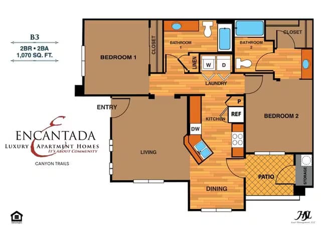 B3 | Two Bedroom 1029 floor plan