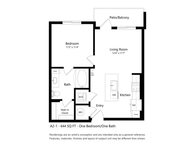 1 Bed • 1 Bath 2143 floor plan