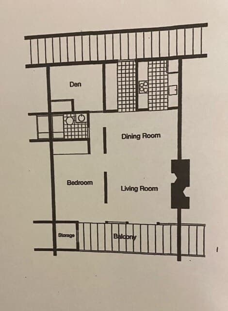 1x1 Den floor plan