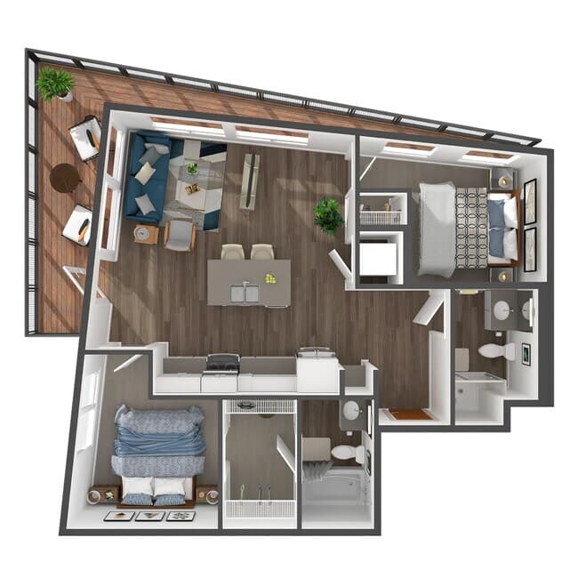 2 Bed, 2 Bath - B 322 floor plan