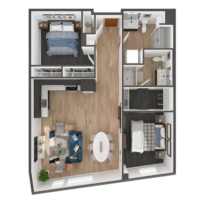 2 Bed, 2 Bath- D 305 floor plan