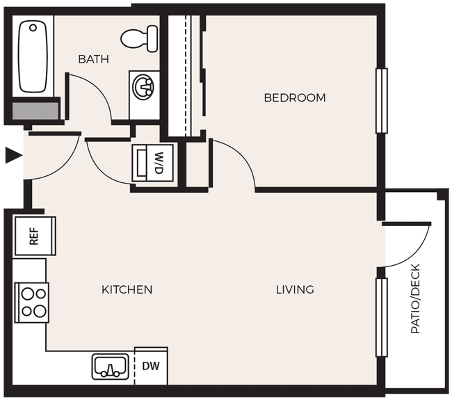 1 Bed 1 Bath A4 214 floor plan