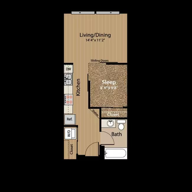 Studio 1 Bathroom C 510 floor plan