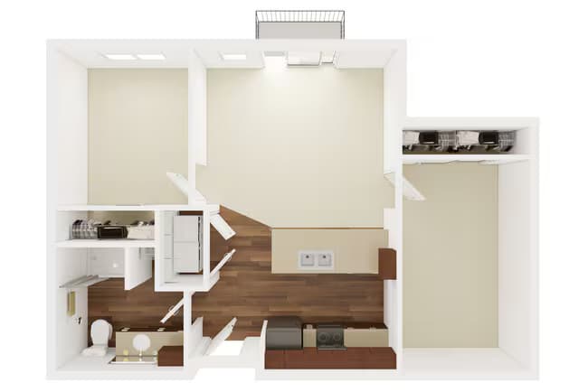 2 Bedroom, 1 Bathroom 223 floor plan