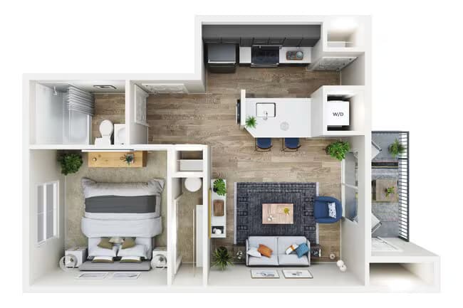 1 BDRM, 1 BTH A D-201 floor plan