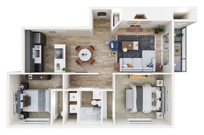 2 BDRM, 1 BTH S R-204 floor plan