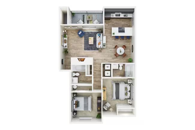2 BDRM, 2 BTH H V-202 floor plan