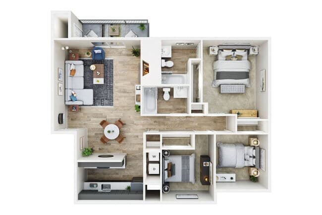 3 BDRM, 2 BTH C W-205 floor plan