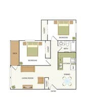 Two Bedroom, One Bathroom IB108-A floor plan