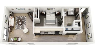1x1 Open E 517 floor plan