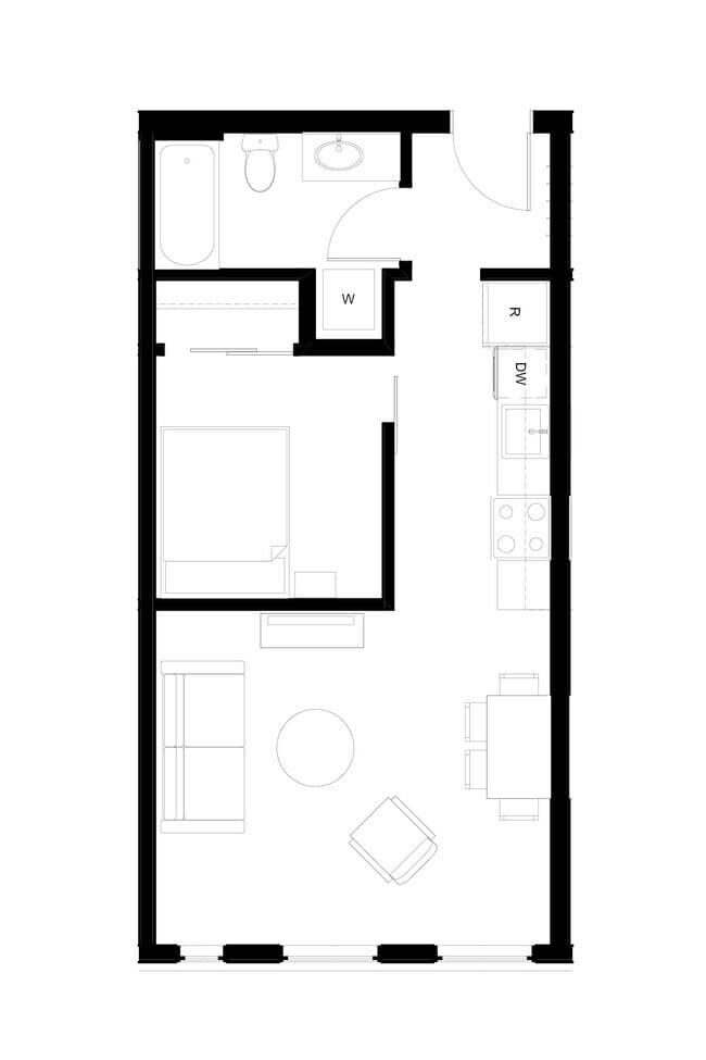 Open One Bedroom 605 floor plan
