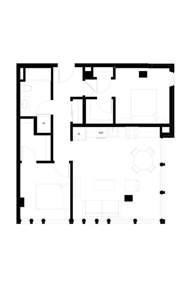 Two Bedroom, Two Bath 702 floor plan