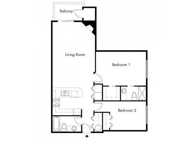 Two Bedroom Two Bath Large F304 floor plan