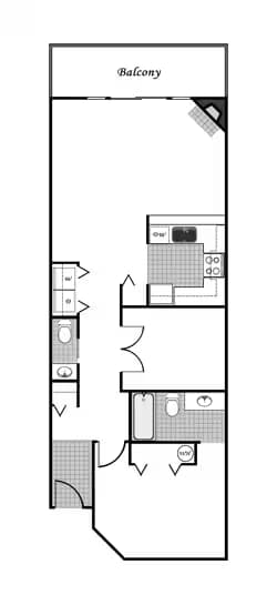 1 Bed + Den 1.5 Bathrooms B203 floor plan