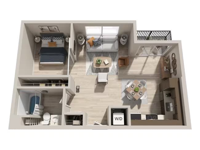 1bd 1ba H 418 floor plan