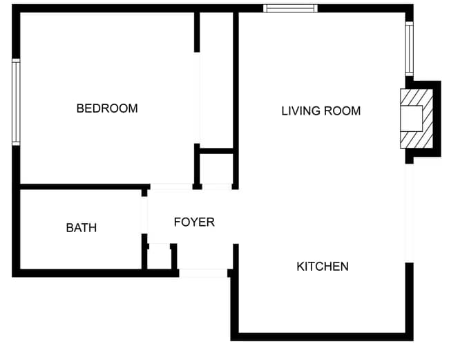 1 Bed 1 Bath B103 floor plan