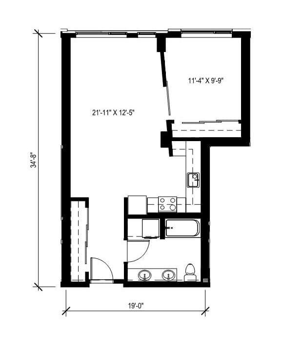 1x1 - 12 242 floor plan