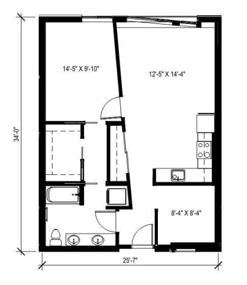 1x1 D - 4 646 floor plan