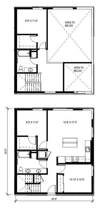 2x2 TH - 9 336 floor plan
