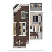 One Bedroom, One Bathroom 17L floor plan