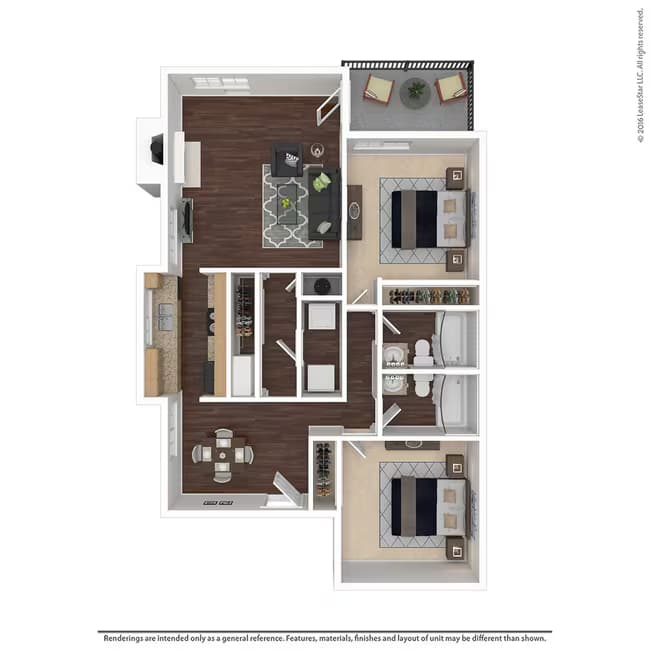 Two Bedroom, Two Bathroom 20A floor plan
