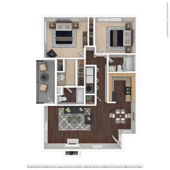 Two Bedroom, Two Bathroom 15K floor plan