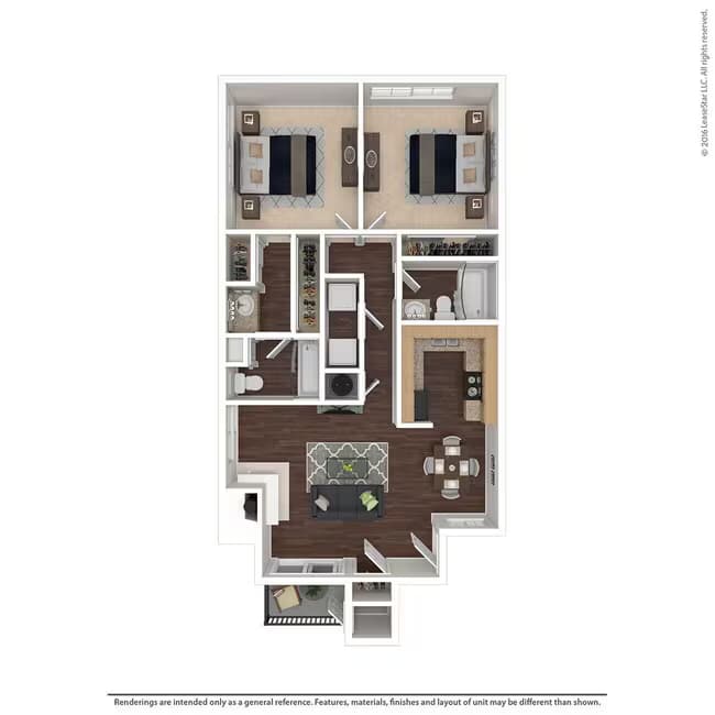 Two Bedroom, Two Bathroom 34B floor plan