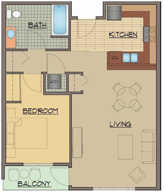 1BD, 1BTH AR 2-305 floor plan