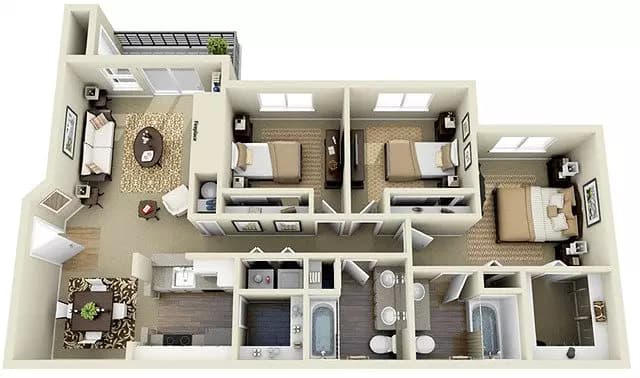 Three Bedroom Two Bath R301 floor plan