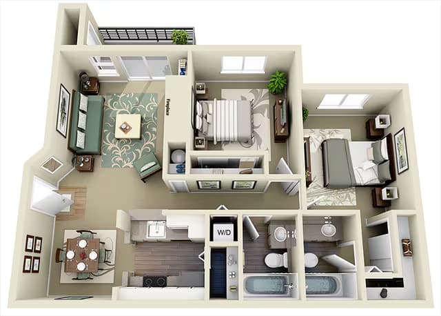 Two Bedroom Two Bath A207 floor plan