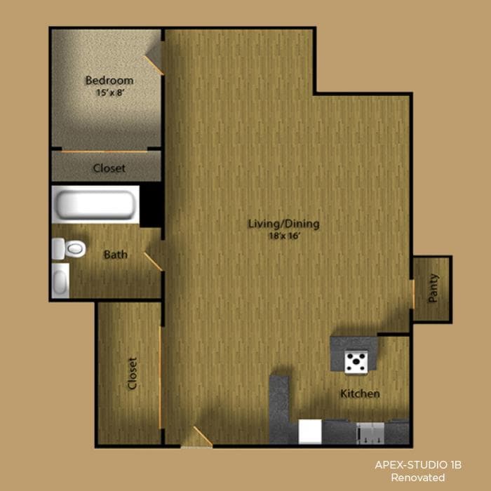 1x1 F Private floor plan
