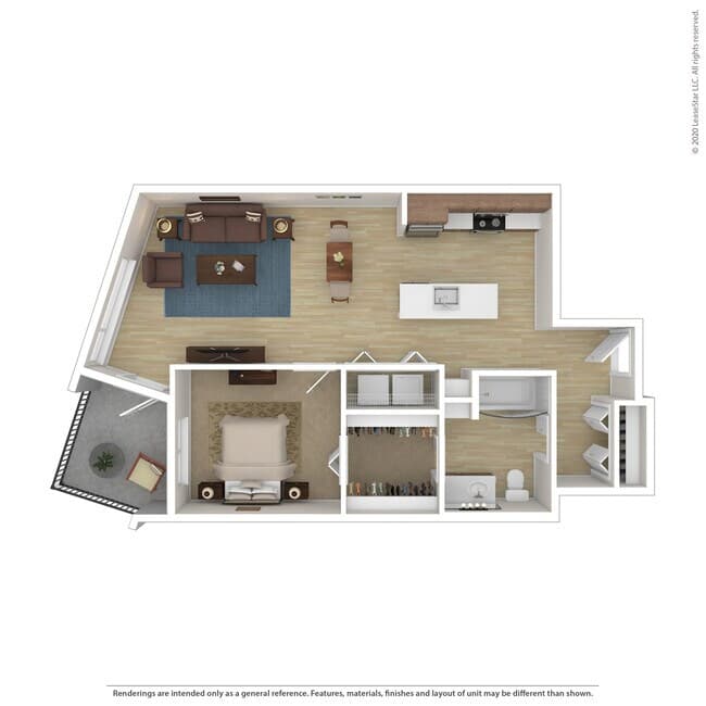 One Bedroom One Bath B1a floor plan