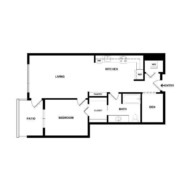 One Bedroom with Den floor plan