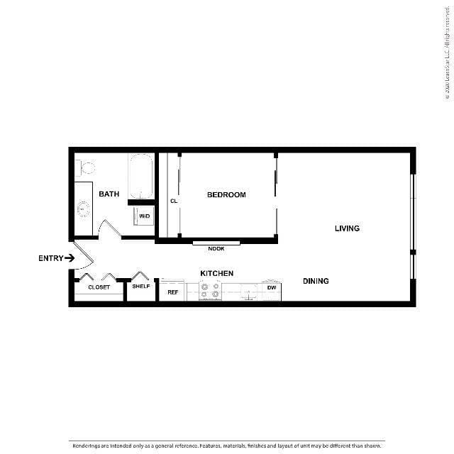 Open One Bedroom floor plan
