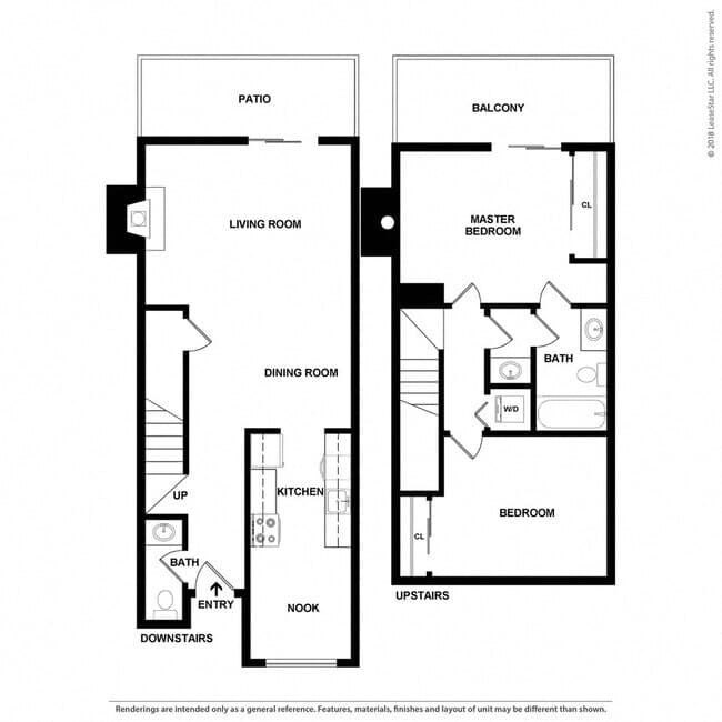 2 Bed, 1.5 Bath Townhome Modern Reno F-054 floor plan
