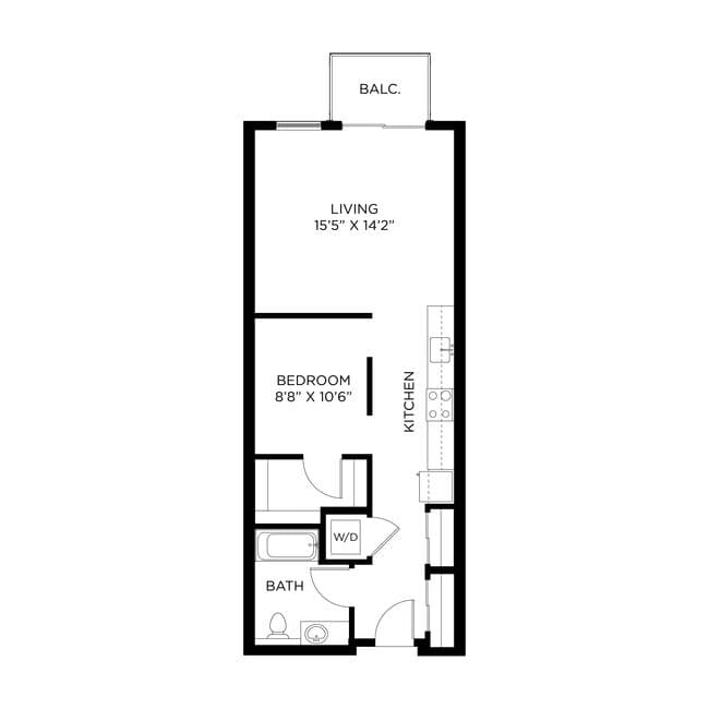 Open 1x1 B4 619 floor plan