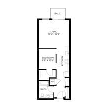Open 1x1 B4 519 floor plan