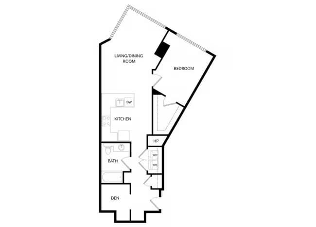 Plan G 1 Bd with Den 0705 floor plan