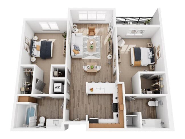 Two Bedroom Two Bath 2 -Renovated 536 floor plan