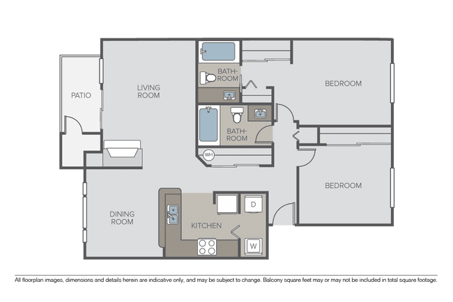2 Bed 2 Bath 01G205 floor plan
