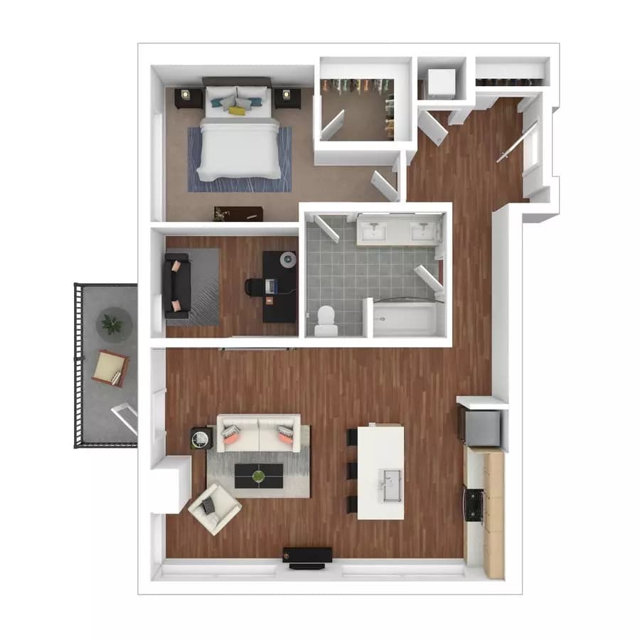 1x1_UnitF 711 floor plan