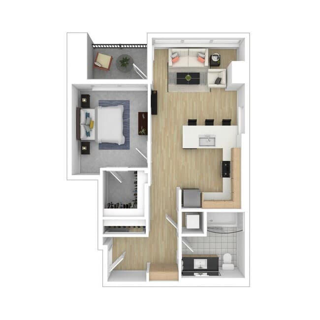 1x1 Unit A 2701 floor plan