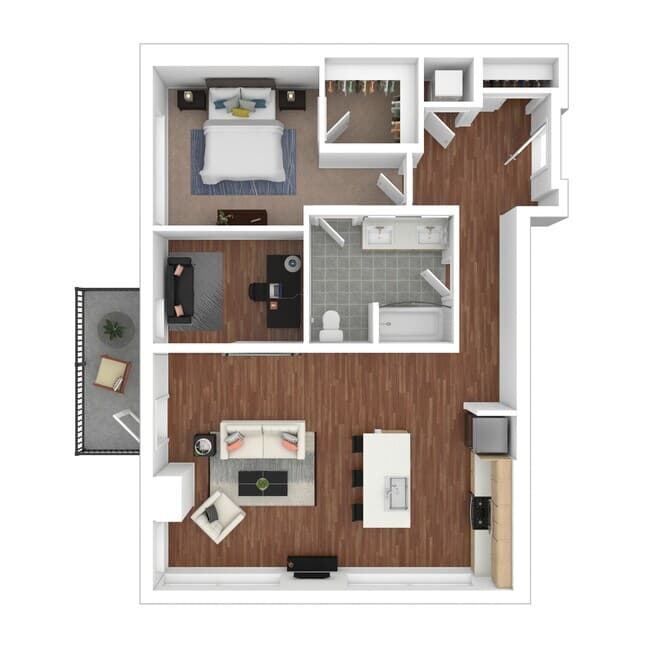 1x1_Den_UnitB 604 floor plan