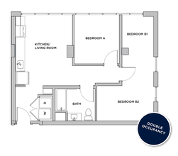 B12 - 2x1 Primary Bedroom Shared Bathroom floor plan