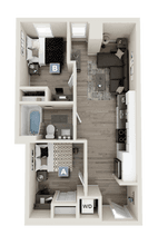 B9 - 2x1 Standard Bedroom Shared Bathroom floor plan