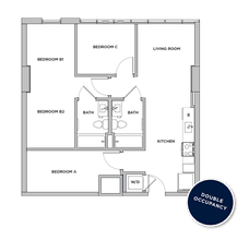 C3 - 3x2 Primary Bedroom Shared Bathroom floor plan