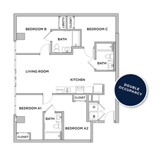 C5 - 3x3 Standard Bedroom Adjacent Bathroom floor plan