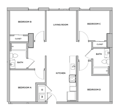 D6 - 4x2 Primary Bedroom Shared Bathroom floor plan