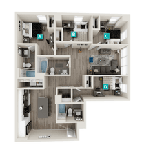 E1-M - 5x4 Primary Bedroom Shared Bathroom floor plan