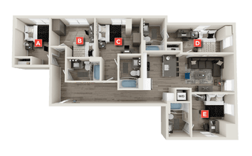 E2 - 5x4 Primary Bedroom Private Bathroom floor plan